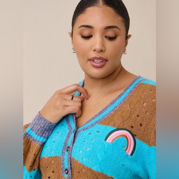 Torrid Vegan Cashmere Pullover Henley Sweater Striped Size 2x NWT Brand New - Picture 6 of 9